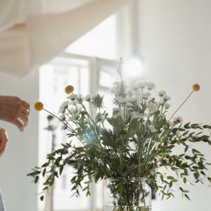 White Orchid & Gerbera Daisy Vase